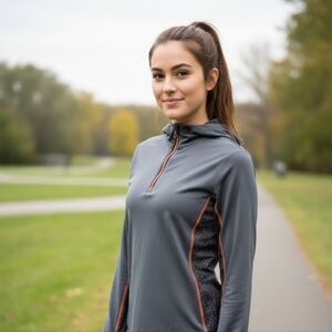 Asics Gray and Orange Sweatshirt